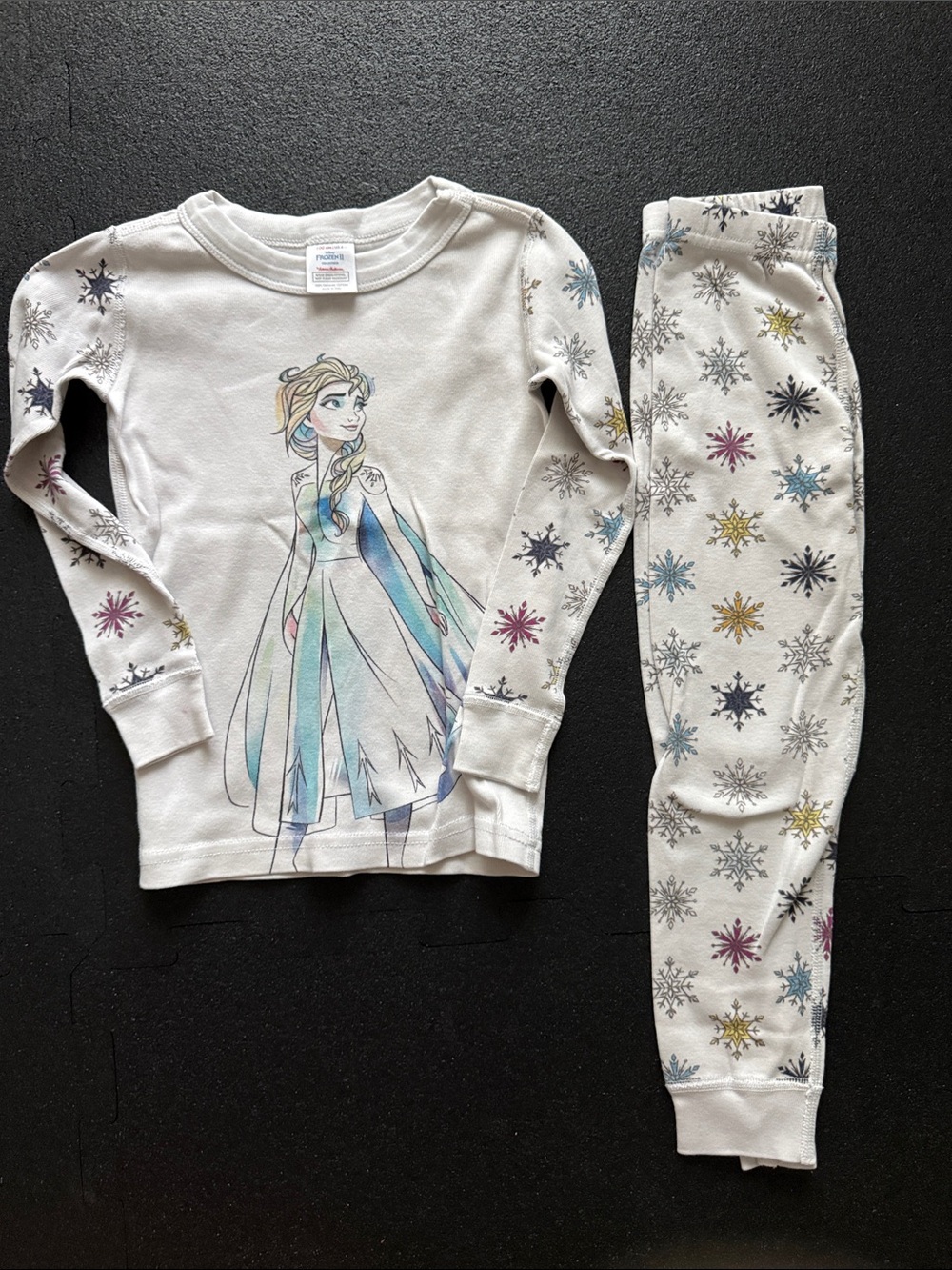 Hanna Anderson Disney White Elsa Snowflake Pajama Set